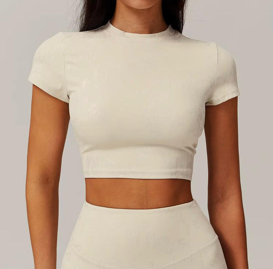 Top corto deportivo con estampado texturizado