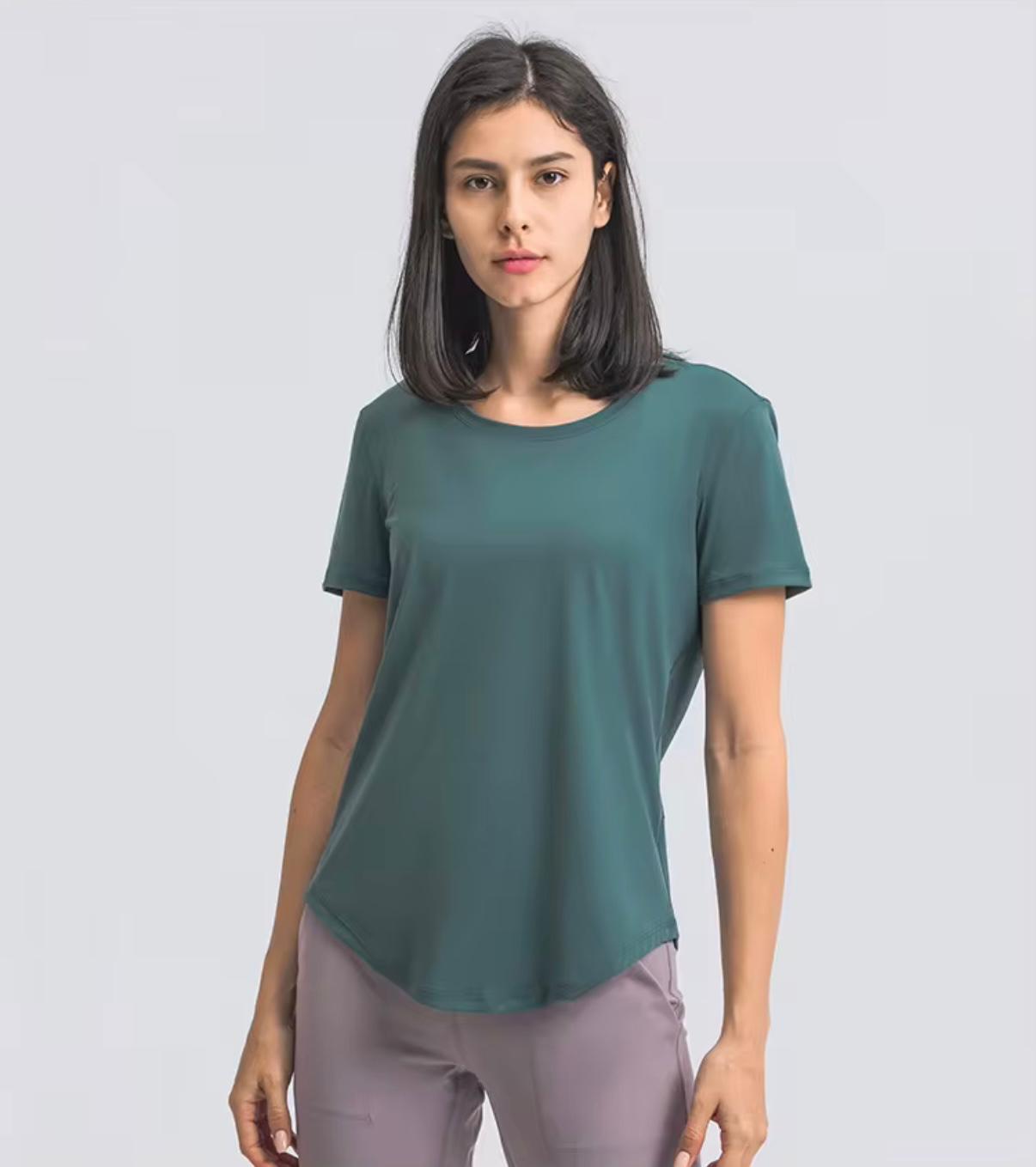 Camisetas en cuello U con mangas corta
