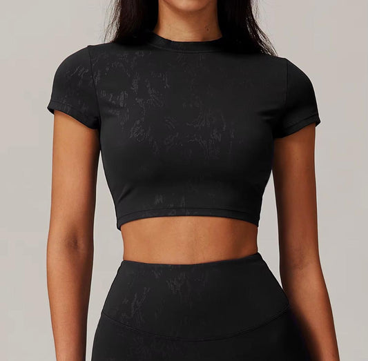Top corto deportivo con estampado texturizado